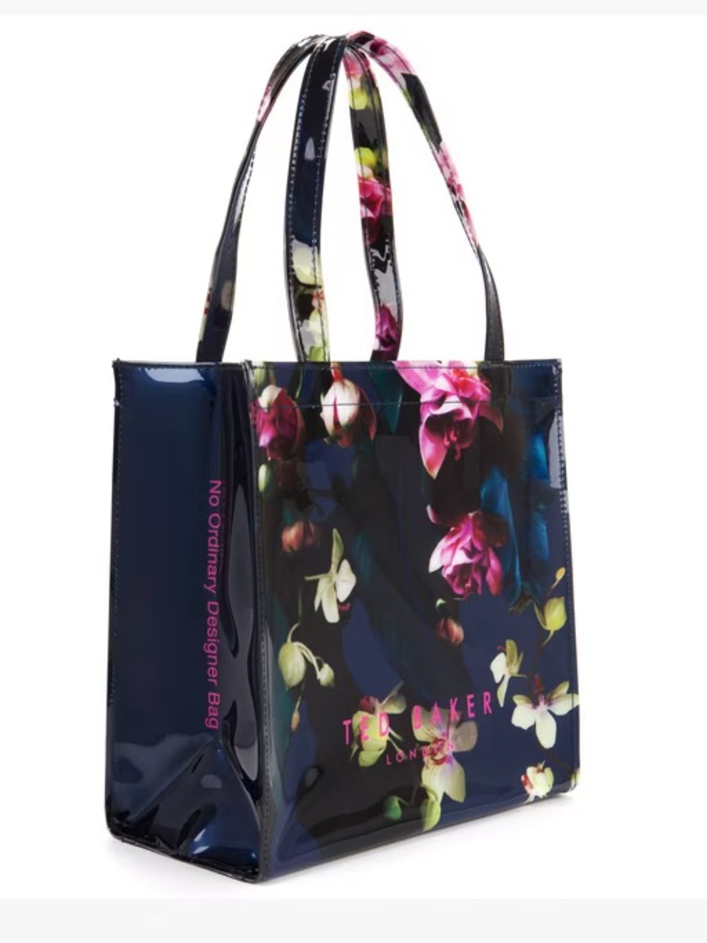 Ted Baker Orecon Small Fuchsia Floral Shopper Bag, Navy